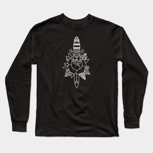 HomeSchoolTattoo Dagger and Rose (WHITE) Long Sleeve T-Shirt